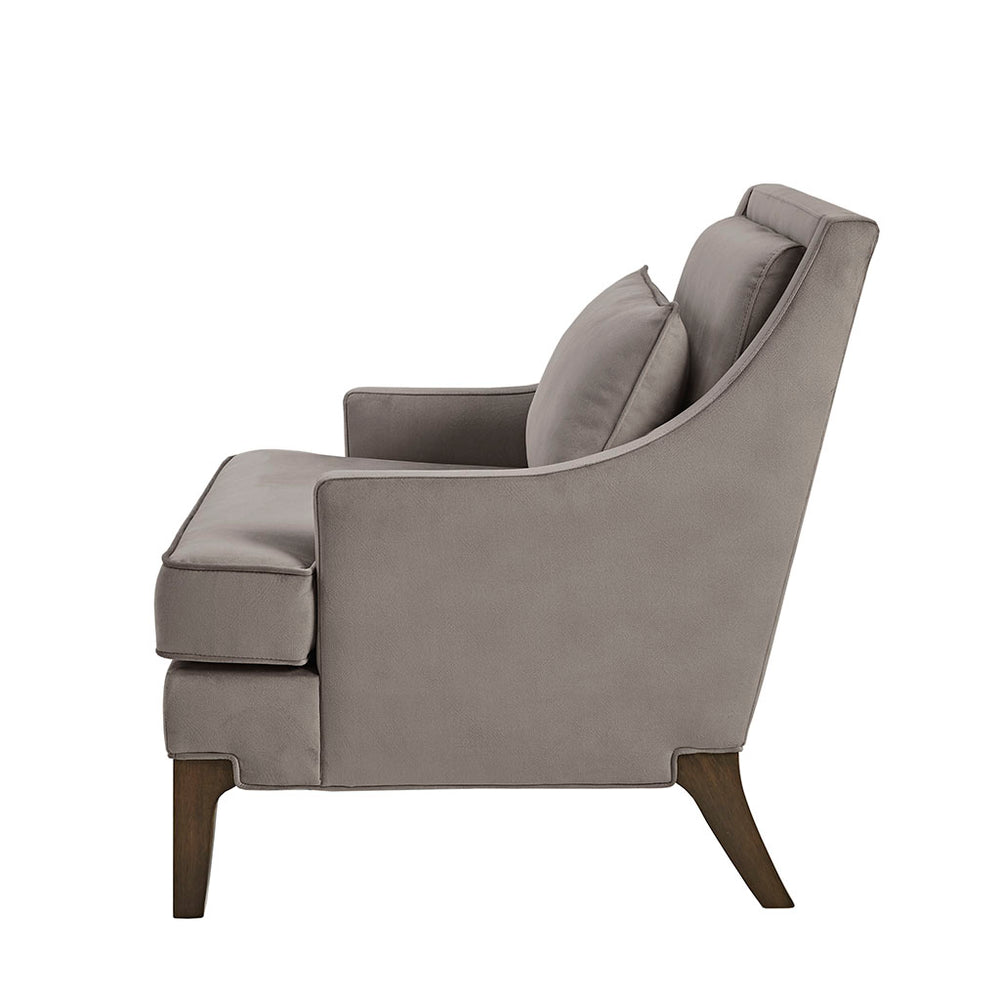 JLA Home Martha Stewart - Arm Anna Accent Chair by Martha Stewart Perry Street — Urban-modern upholstered seat, lumbar pillow, solid wood legs MT100-0053