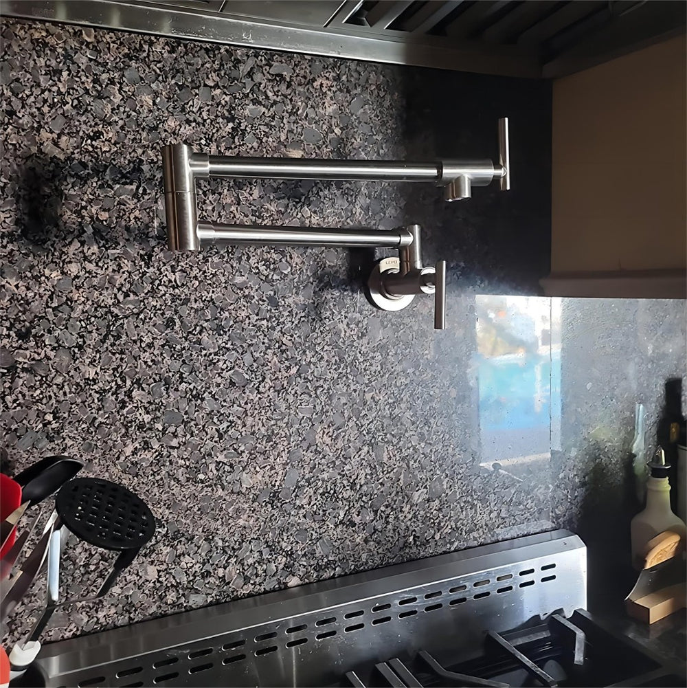 English Elm Pot Filler Wall Mount Brass Faucet with Swing Arm and Matte Black Finish for Kitchen T3177P277527