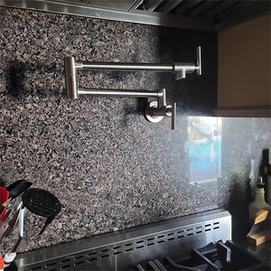 English Elm Pot Filler Wall Mount Brass Faucet with Swing Arm and Matte Black Finish for Kitchen T3177P277527