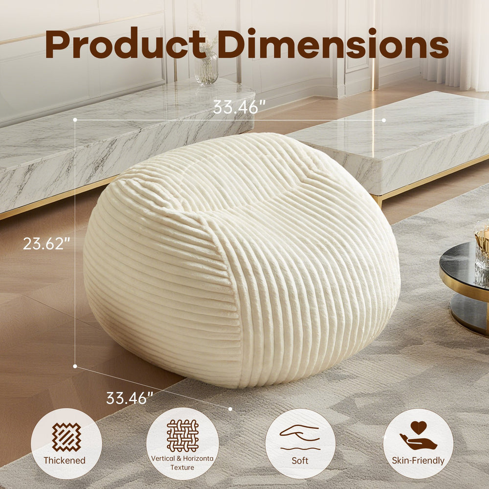 English Elm High-end beige memory foam bean bag chair with ergonomic spine support, plush faux suede comfort and anti-slip base W3737P373849