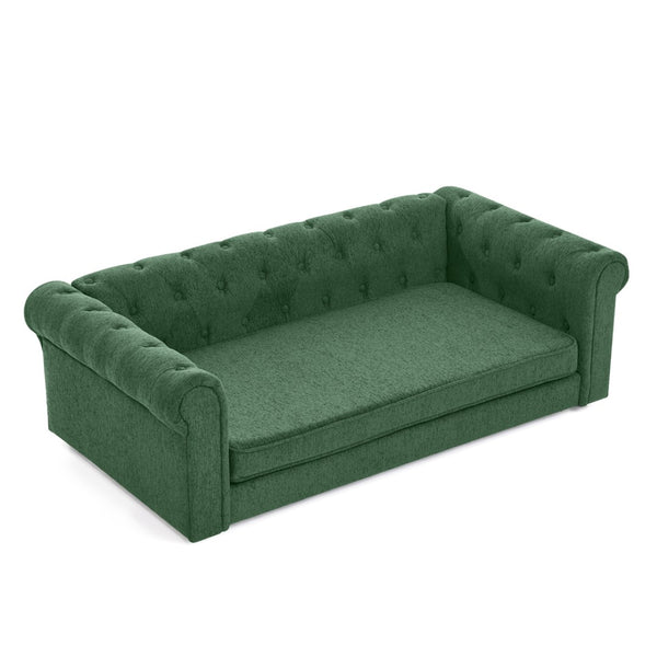 English Elm Elegant Oversized Dog Sofa Elevated Linen Upholstered Pet Bed for Large Breeds W487P311776