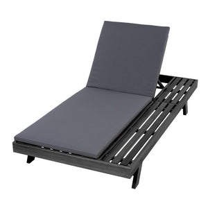 English Elm Lounge Chaise Outdoor Acacia Wood Slatted Frame with Water Resistant Cushion Resort Style Black,Dark Gray N770P442B18G