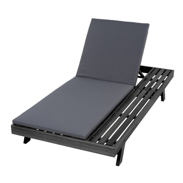 English Elm Lounge Chaise Outdoor Acacia Wood Slatted Frame with Water Resistant Cushion Resort Style Black,Dark Gray N770P442B18G