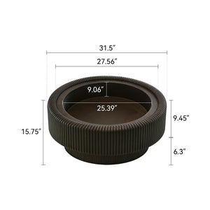 English Elm 31.5" Fluted Leather Round Coffee Table Tempered Glass Lift Top Hidden Storage Modern Black W3158P450847