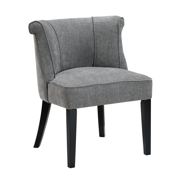 English Elm Foam Curved Back Accent Chair with Piped Upholstery and Padded Seat on Espresso Wood Legs, Stylish Comfort Charcoal 25.5 L x 25.5 W x 19.5 H B011P305068