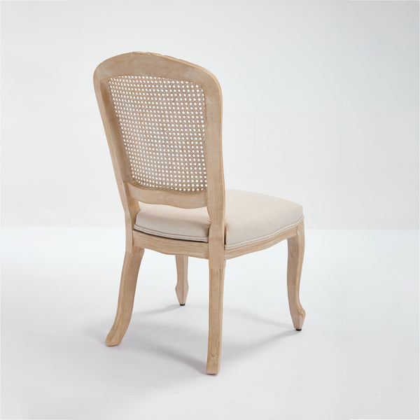 English Elm French Country Dining Chairs Set Of 2, Upholstered Rattan Back Accent Chairs For Dining & Living W3426P324538