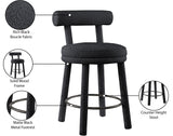 Parlor Black Boucle Fabric Stool 442Black-C Meridian Furniture