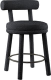 Parlor Black Boucle Fabric Stool 442Black-C Meridian Furniture