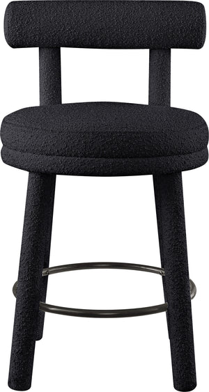 Parlor Black Boucle Fabric Stool 442Black-C Meridian Furniture