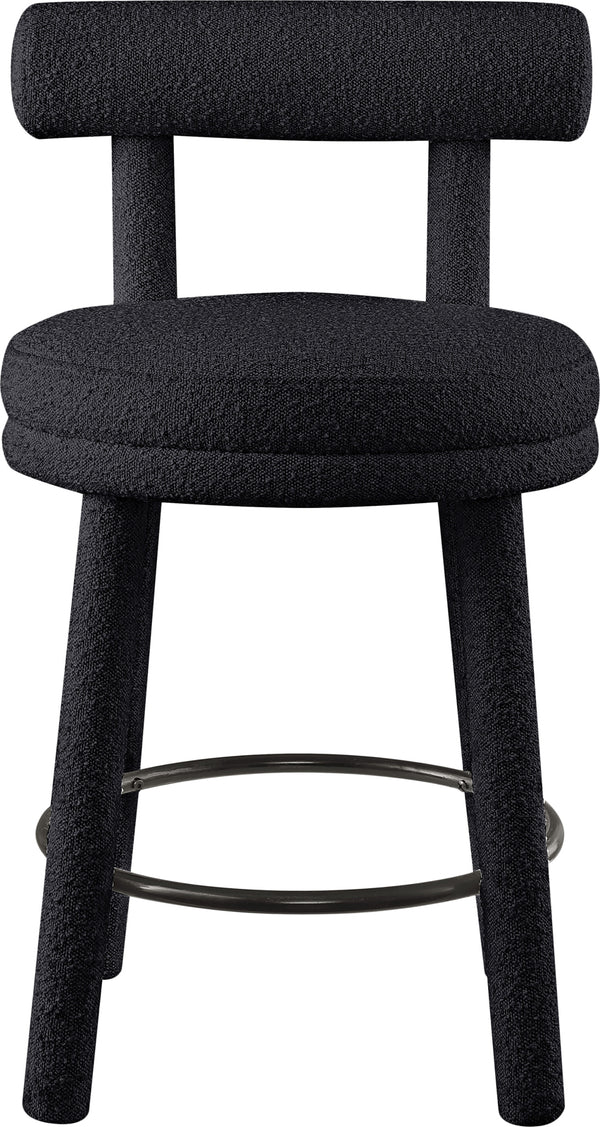 Parlor Black Boucle Fabric Stool 442Black-C Meridian Furniture
