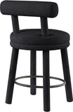 Parlor Black Boucle Fabric Stool 442Black-C Meridian Furniture