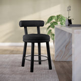 Parlor Black Boucle Fabric Stool 442Black-C Meridian Furniture