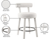 Parlor Cream Boucle Fabric Stool 442Cream-C Meridian Furniture
