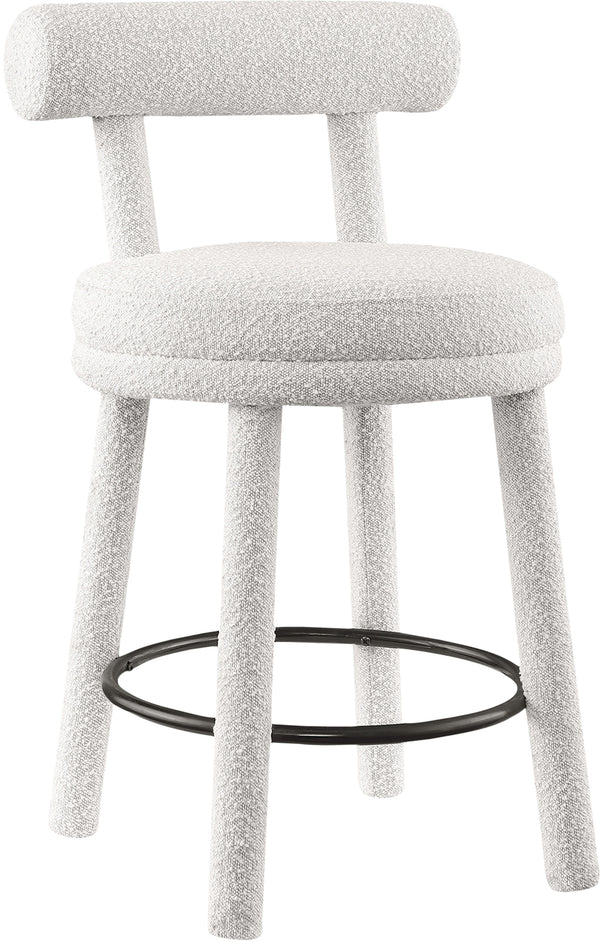 Parlor Cream Boucle Fabric Stool 442Cream-C Meridian Furniture