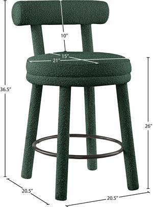 Parlor Green Boucle Fabric Stool 442Green-C Meridian Furniture