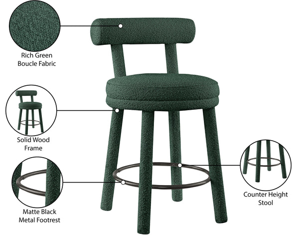 Parlor Green Boucle Fabric Stool 442Green-C Meridian Furniture