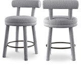 Parlor Grey Boucle Fabric Stool 442Grey-C Meridian Furniture