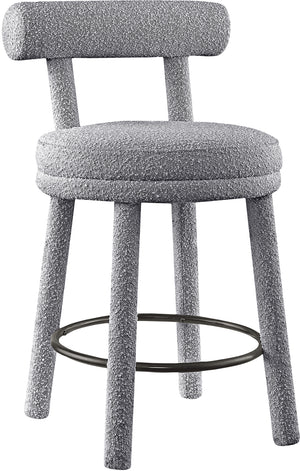 Parlor Grey Boucle Fabric Stool 442Grey-C Meridian Furniture