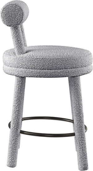 Parlor Grey Boucle Fabric Stool 442Grey-C Meridian Furniture