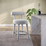 Parlor Grey Boucle Fabric Stool 442Grey-C Meridian Furniture