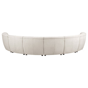 English Elm Sycamore Demi-Lune 8-Piece Curved Upholstered Sectional Sofa in Ivory — Elegant Armless Modular Design B062S01078