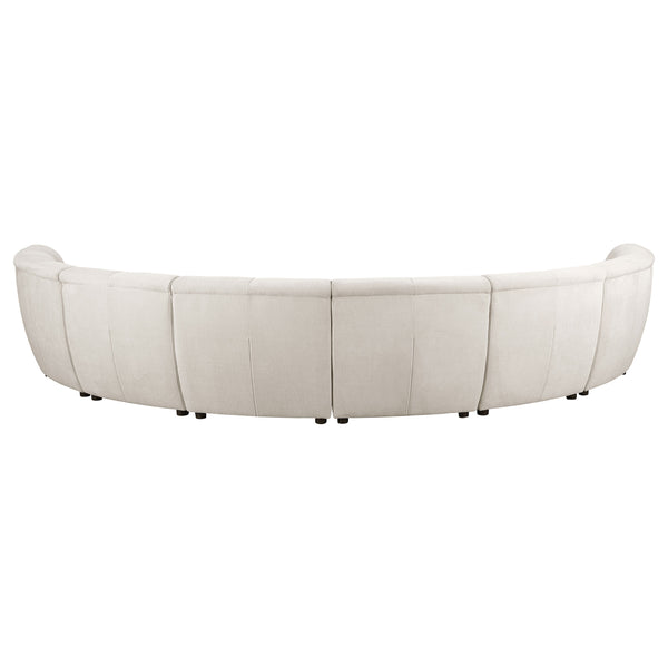 English Elm Sycamore Demi-Lune 8-Piece Curved Upholstered Sectional Sofa in Ivory — Elegant Armless Modular Design B062S01078
