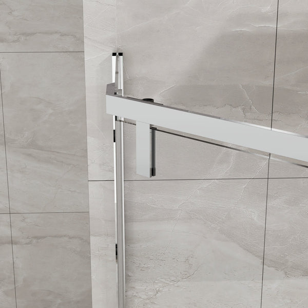 English Elm Goodyo Neo-Angle Frameless Shower Door 36x36x72 Corner Enclosure with 1/4" Tempered Glass, Matte Finish, 304 Stainless Hardware, Easy-Clean Chrome D163107682