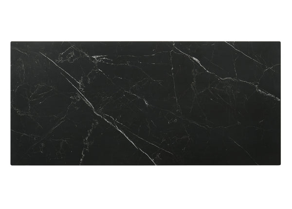 English Elm Destin Sintered Stone & Walnut Dining Table with Tempered Glass Top, Rectangular Modern Centerpiece B2726S00092