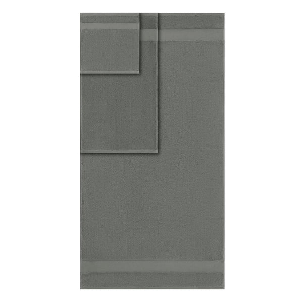 JLA Home Madison Park Signature - Cotton Luxurious 6-Piece Turkish Bath Towel Set 600 GSM Oversized Plush Dobby Border, OEKO-TEX Certified Charcoal MPS73-454