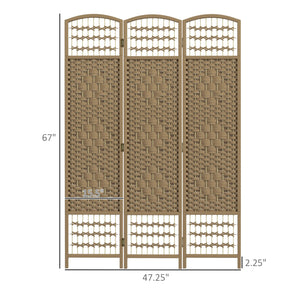 English Elm HOMCOM 3-Panel Bamboo Room Divider Screen, 67" Tall Folding Privacy Panel with Woven Natural Charm W2225P173945