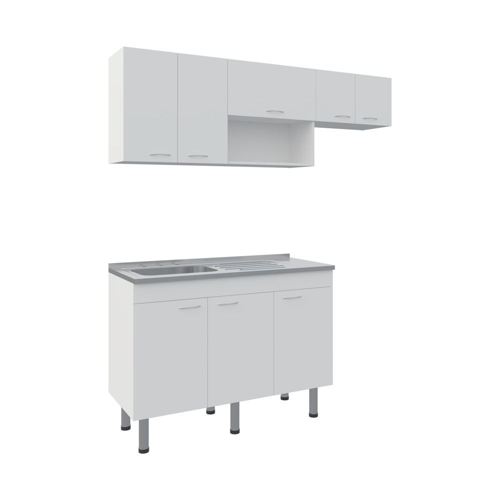 English Elm Myton Engineered Wood Kitchen Set with Stainless Sink, 8 Doors & Shelves, 6 Legs, Eco-Certified B097S00235
