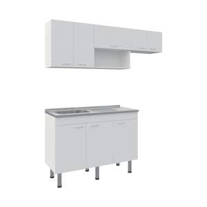 English Elm Myton Engineered Wood Kitchen Set with Stainless Sink, 8 Doors & Shelves, 6 Legs, Eco-Certified B097S00235