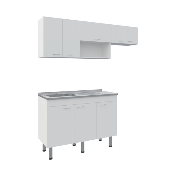 English Elm Myton Engineered Wood Kitchen Set with Stainless Sink, 8 Doors & Shelves, 6 Legs, Eco-Certified B097S00235
