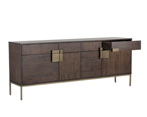 Sunpan Jade Sideboard - Exquisite Acacia Wood with Antique Brass Accents, Ample Storage for Dining Spaces