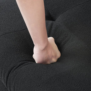 English Elm Urban Modern Modular Sofa Teddy Fleece Capitonné Design High Modularity Plush Comfort Corner Ready for Cozy Living Spaces Black B341S00037