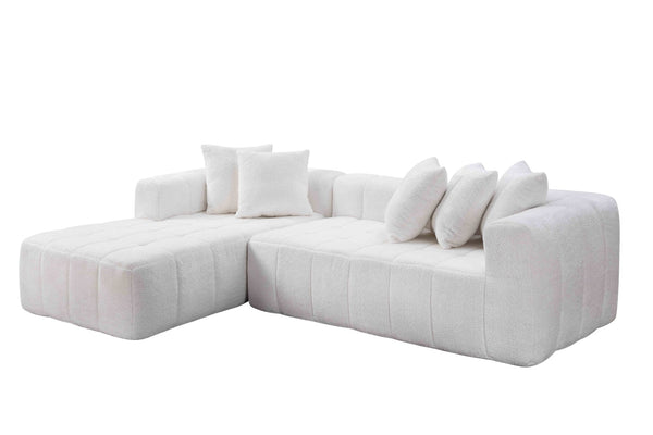 English Elm 107.9"cloud Modular Sectional with Deep Sink Cushions Legless Low Profile Living Room Lounge White W5515S00012