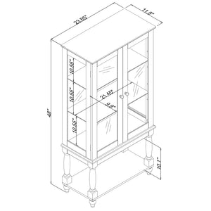 English Elm Curio Lighted Display Cabinet with Mirrored Back, Tempered Glass Doors, Solid Wood Legs, Compact Walnut W1693P216941