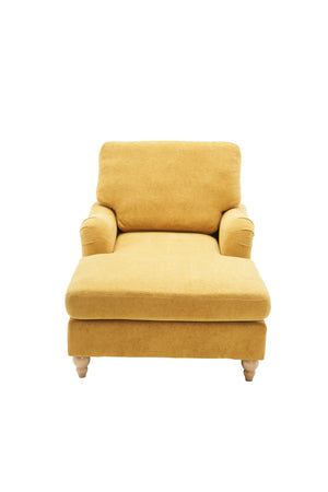English Elm Modern Mid-Century Oversized Chaise Lounger Sofa Bed with Solid Wood Legs, Deep Seat Comfort Sleeper Yellow W2363S00069
