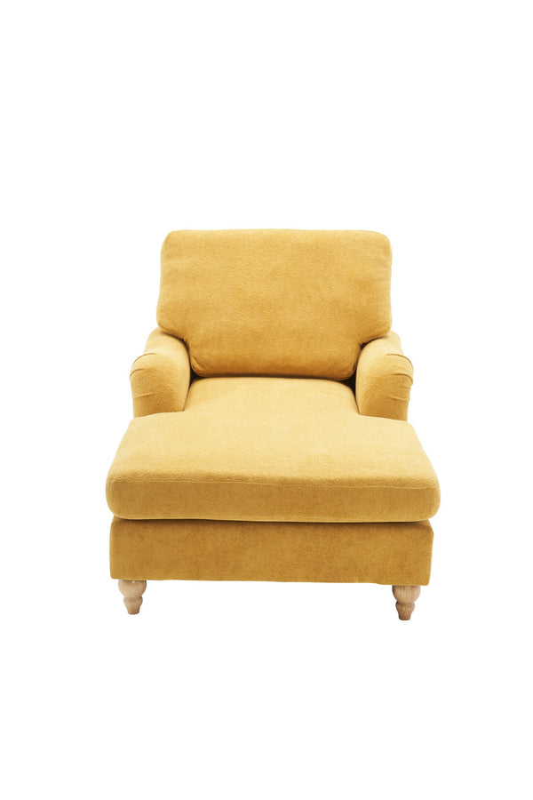 English Elm Modern Mid-Century Oversized Chaise Lounger Sofa Bed with Solid Wood Legs, Deep Seat Comfort Sleeper Yellow W2363S00069