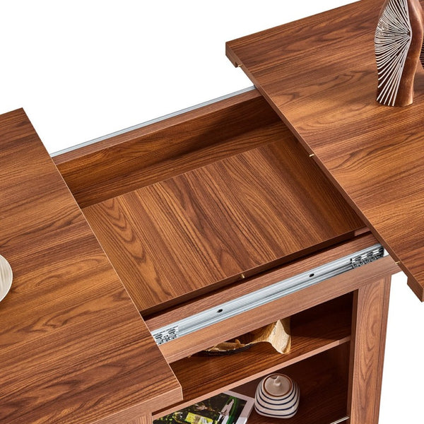 English Elm Only Extendable Dining Tabletop Foldout Surface for Compact Apartment and Kitchen Spaces Walnut W1151P411354