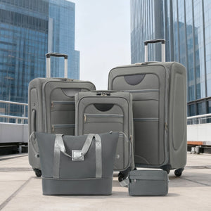 English Elm Softside Expandable Spinner Luggage Set with Tsa Lock Duffel Polyester Travel Grey N732P201004A