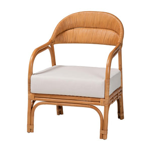 English Elm Modern Woven Rattan Accent Chair Openwork Lattice Frame for Sunroom or Bedroom B2750P420417