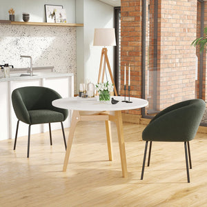 English Elm Kitchen Mid-Century Dining Chairs Set of 2 with Rattan Backrest, Cantilever Aluminum Legs, 300lb Capacity Green T3623P408498