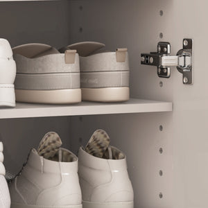 English Elm 8 Tier Shoe Cabinet with Mirrored Door, 32-Pair Organizer, Space-Saving MDF Storage for Entryway W3128P281588