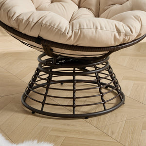 English Elm Comfortable Woven Pe Rattan Papasan Swivel Chair with Plush Cushion for Any Room W640P443549