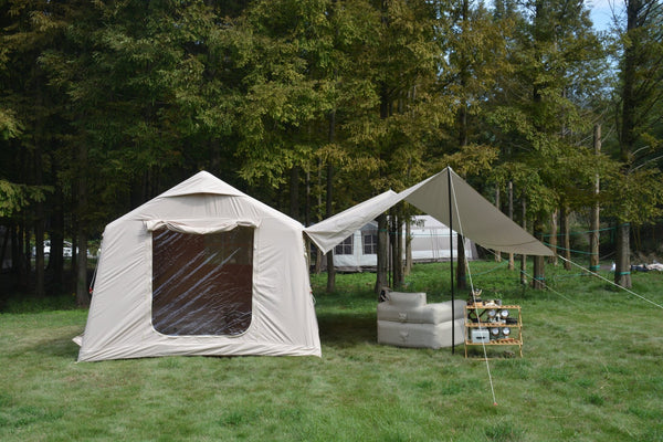 English Elm 9.8x13ft Inflatable Glamping Tent with Canopy Waterproof Air Beam Easy Setup 4 Person W640P244861