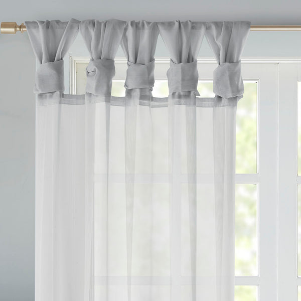 JLA Home Madison Park - Twist Voile Sheer Panels with Twist-Tab Header, OEKO-TEX Certified, Soft Draping Light Filter Light Grey MP40-6349
