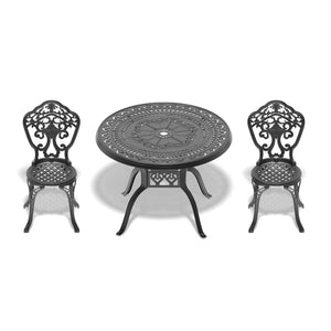 English Elm 3-Piece All-Weather Cast Aluminum Bistro Dining Set With Sleek Black Finish For Outdoor Enjoyment W1710S00213