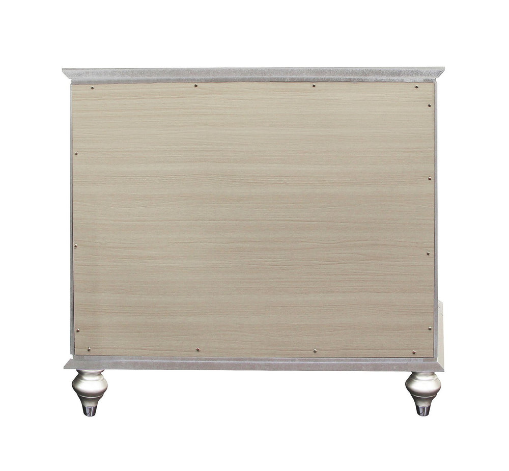 English Elm Champagne Crystal-Trim Nightstand with 2 Soft-Glide Drawers, Glamorous Solid Wood Accent Table, 30" B062P215406