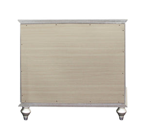 English Elm Champagne Crystal-Trim Nightstand with 2 Soft-Glide Drawers, Glamorous Solid Wood Accent Table, 30" B062P215406